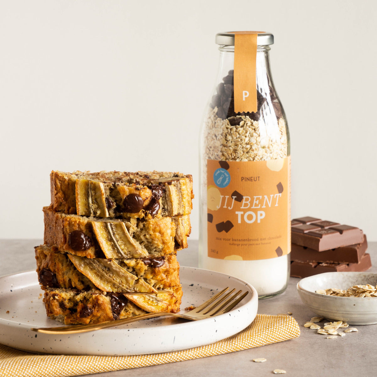 Bananenbrood Chocolade | Cadeaufles | DIY-recept tegen voedselverspilling | Doos met 8 stuks