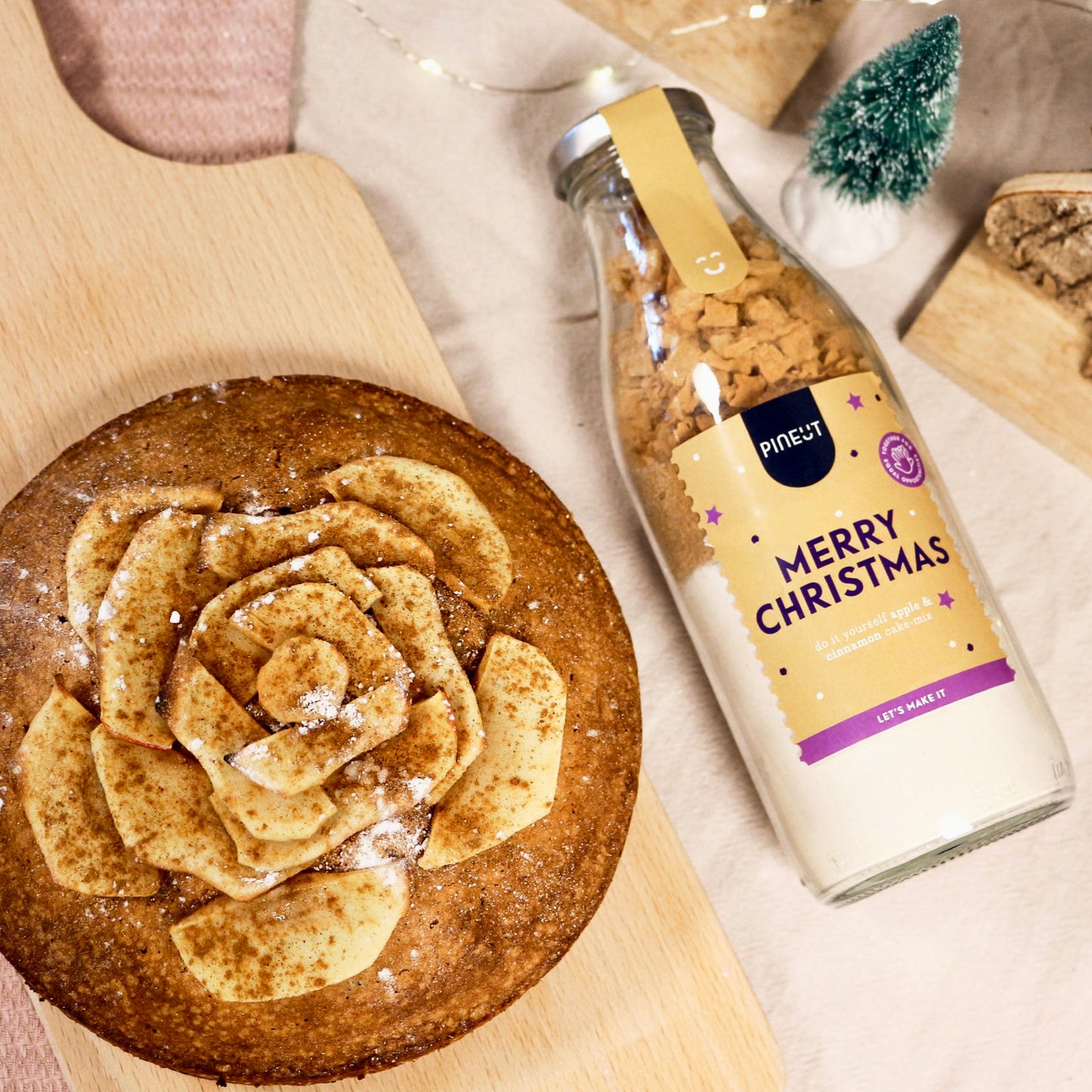 Préparation pour Cake de Noël pomme-cannelle | Bouteille cadeau | Dessert maison aux saveurs authentiques