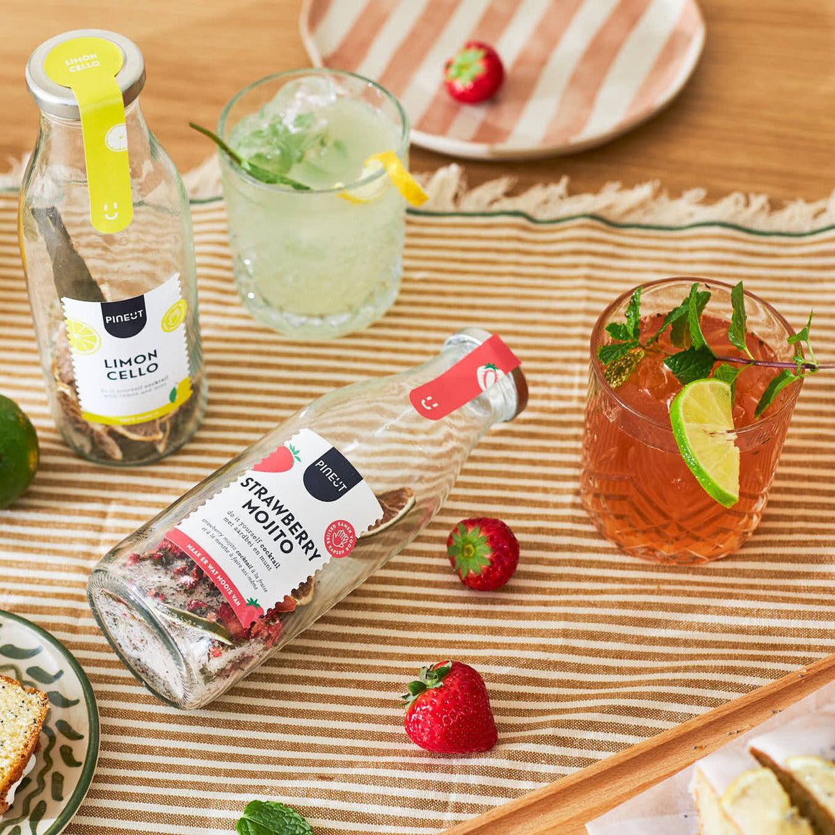Coffret cadeau cocktails | base Mojito - Fraise & Limoncello | Préparation maison | Cadeau premium pour amateurs