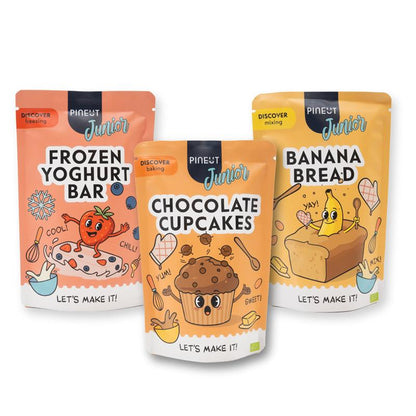 Pineut Junior Baking Fun Set | 3x Organic baking mix for kids