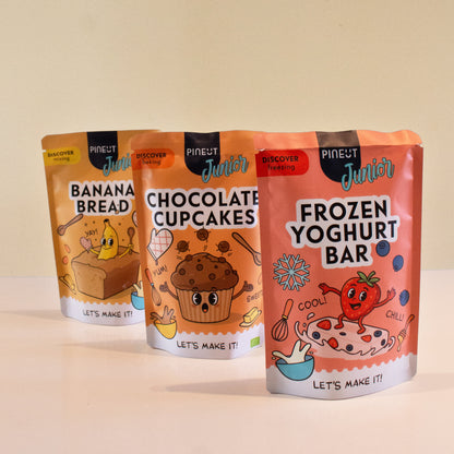 Pineut Junior Baking Fun Set | 3x Organic baking mix for kids