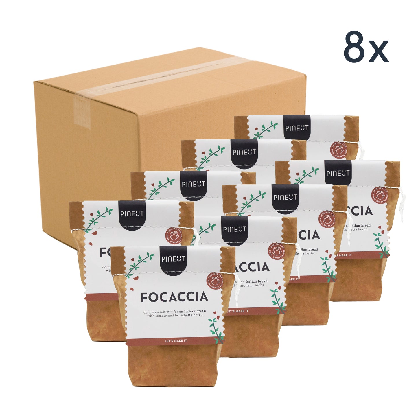 Focaccia | zak | Tomato-bruschetta | Doos met 8 stuks