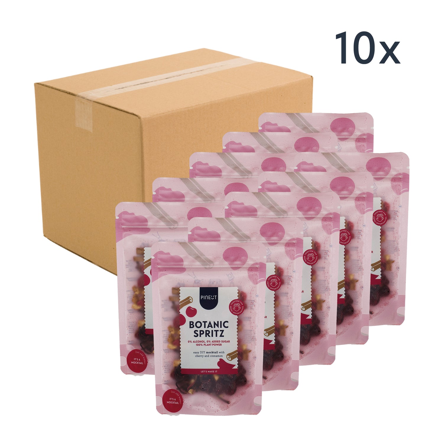 Botanic Spritz Mocktail | Cherry Cinnamon | Alcoholvrij | Pouchbag BIO | Doos met 10 stuks