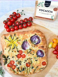 Focaccia | zak | Tomato-bruschetta | Doos met 8 stuks